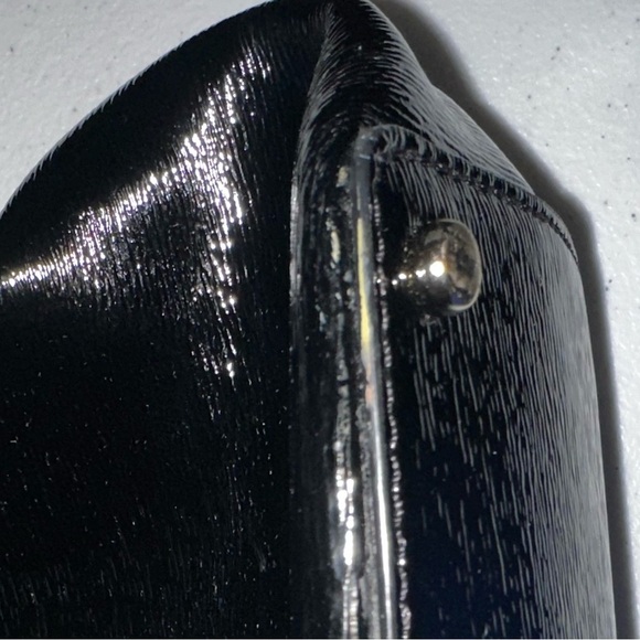 Kate Spade Black Patent Leather Tote bag Shoulder Bag office contemporary - Picture 7 of 16